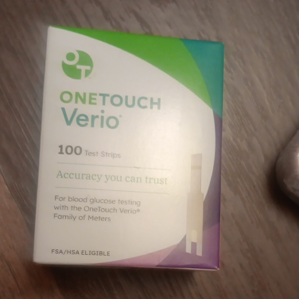 OneTouch Verio 100 Test Strips Box - White with Green/Teal/Purple Accents